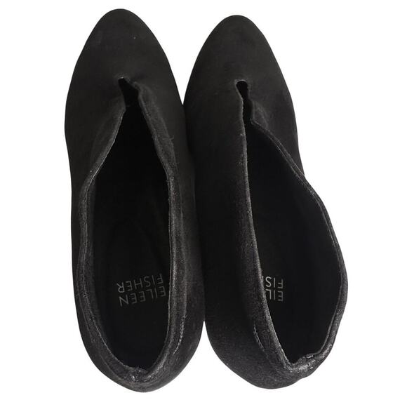 Eileen Fisher Inman Ankle Boots Black Suede Leather Women Sz 8 Career Witchy - Picture 9 of 16